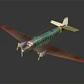 Vintage Airplane Model With Green Body Two Propellers White Tail And Black Background