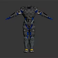 Futuristic Robot Armor Design With Metallic Silver Blue And Yellow Accents