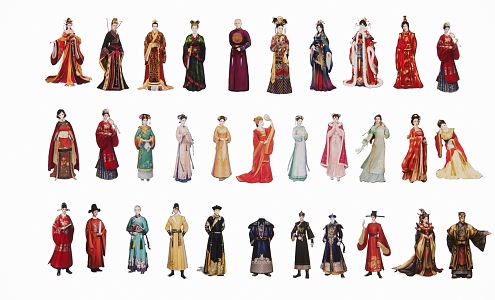 Chinese 2D Court Costume Character Photography Opera Ancient Costume Real Madrid Jacket 3d model