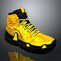 Vibrant Yellow High Top Sneakers With Black Accents Textured Upper And Yellow Laces