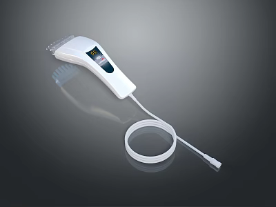 White Handheld Device With Digital Display Screen And Flexible Hose Attachment 3d model