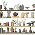 Modern Ornaments Combination Ornaments Pottery Pot Utensils Books 3d model