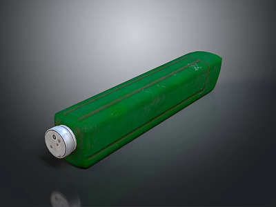 Daily Life Green Rectangular Textured Bottle With White Cap For Household Use 3d model