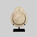 Decorative Ornament Set With Textured Circular Stone Design On Black Base For Home