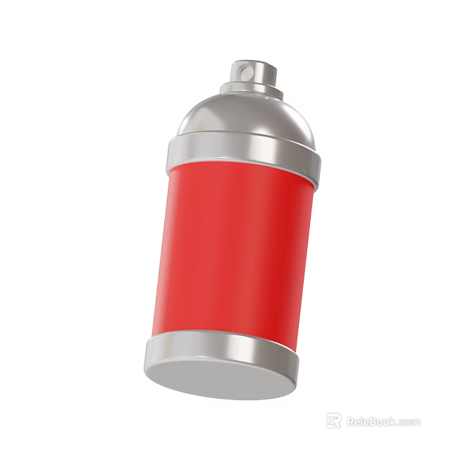 Musical Instrument Art Supplies Red Silver Spray Can For Creative Painting 3d model 