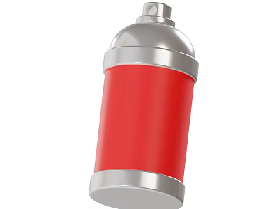Musical Instrument Art Supplies Red Silver Spray Can For Creative Painting 3d model