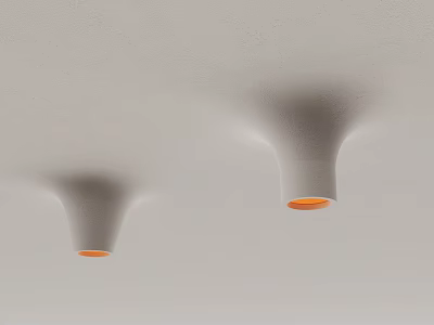 Modern Minimalist Curved Ceiling Lights with Warm Orange Glow on White Ceiling 3d model