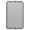 Vintage Wooden Framed Wall Mirror With Ornate Carvings And Distressed Decorative Details
