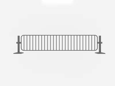 Metal Safety Barrier With Vertical Bars And Stable Base Support For Crowd Control 3d model