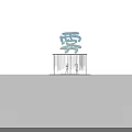 Fog Themed Art Installation With Transparent Structure And Silhouette Figures On Platform