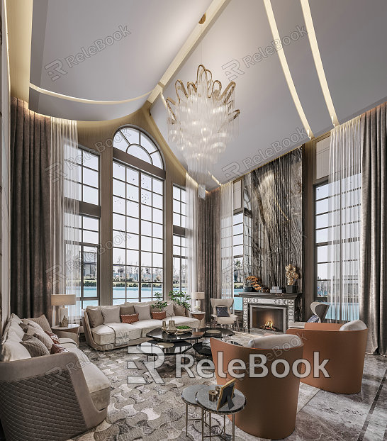 Light Luxury Duplex Living Room Villa Living Room Luxury House model