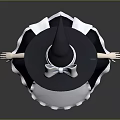 Children's Cute Doll With Orange Hair Wide Brimmed Hat And Black White Maid Outfit