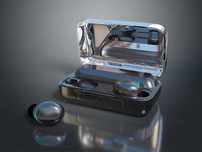 Modern Computer Wireless Earbuds With Transparent Charging Case And Sleek Design 3d model