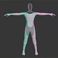 Futuristic Silver Humanoid Character with Black Head and Outstretched Arms Standing Against Dark Background