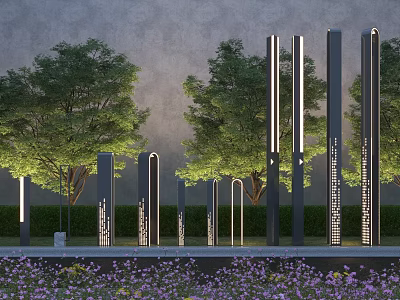 Modern Outdoor Lights with Vertical Pillar Design for Garden Landscape and Night Illumination 3d model