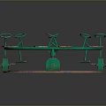 Green Metal Circular Rotating Playground Equipment With Wooden Seats For Kids