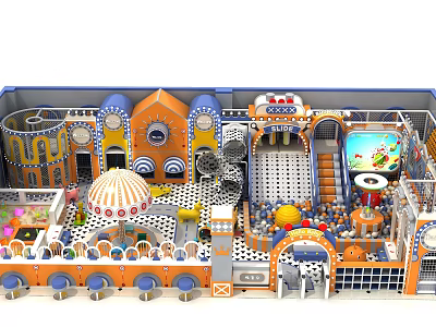 Indoor Playground With Colorful Slides Ball Pits And Interactive Play Areas For Kids 3d model