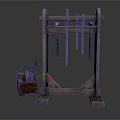 Industrial Equipment Wooden Tool Rack With Hanging Tools And Small Storage Box