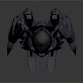 Futuristic Mechanical Creature Character With Purple Accents And Black Limb Structure