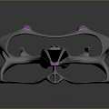 Futuristic Aerospace Concept Design With Silver Metallic Structure And Purple Lights