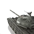 Military Green Armored Combat Tank With Cannon Tracks Top Antenna And Number 008