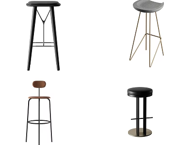 Stylish Modern Bar Stools With Various Designs For Home Bar Decoration 3d model