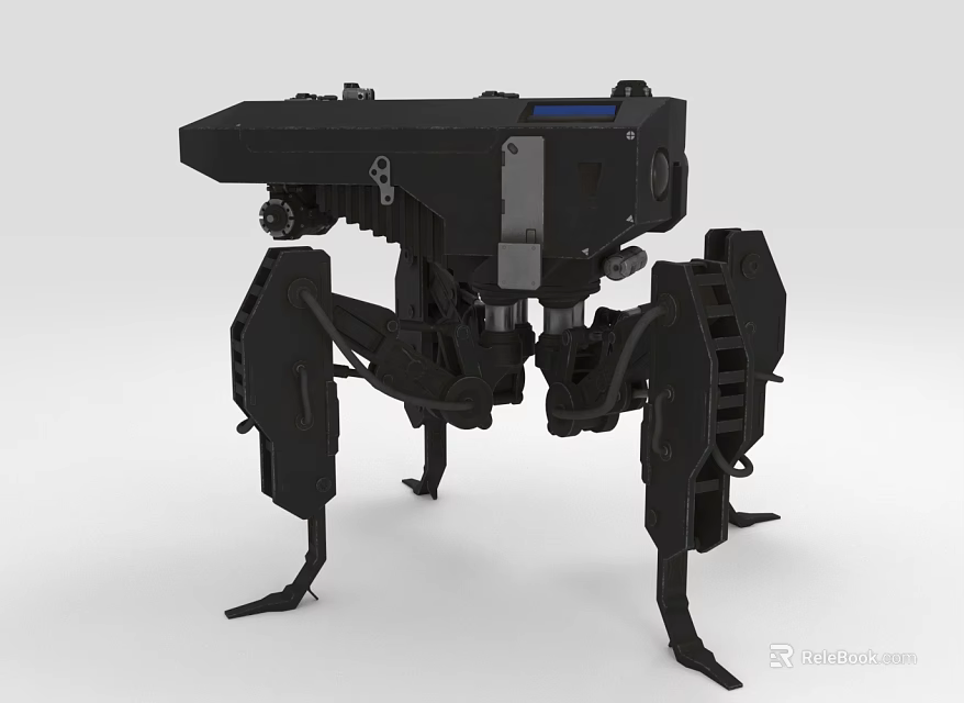 Black Mechanical Spider Robot 3D Model With Detailed Legs And Sensor Components 3d model 