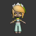 Cute Cartoon Character With Blonde Hair And Floral Headband In Blue Outfit