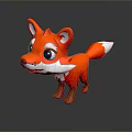 Cartoon Fox Game Movie Character With Big Eyes Orange Fur And White Tail Tip