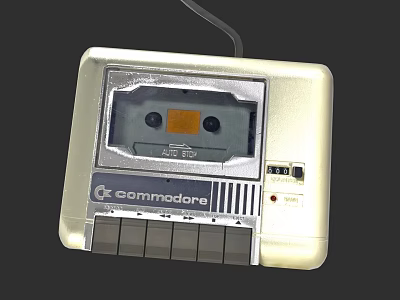 Vintage Commodore Entertainment Cassette Tape Player With Retro Buttons And Classic Design 3d model