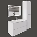 Modern White Bathroom Vanity Unit With Mirror And Storage Cabinet Top 3d model