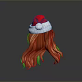 Back View Of Golden Brown Long Hair Wearing Red Santa Hat