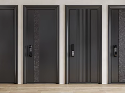 Modern Black Security Doors With Smart Locks And Various Designs 3d model