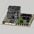 Detached Villa With Red Roof Swimming Pool Green Lawn And Trees