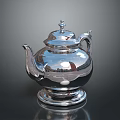 Shiny Silver Metal Teapot With Elegant Design For Household Kitchen Use