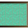 Modern Green Feature Wall With Geometric Pattern And Metallic Frame Design 3d model