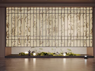 New Chinese Style Interior Landscape Landscaping DuPont Paper Partition DuPont Paper Partition Plant Landscape Landscaping rockery green plant 3d model
