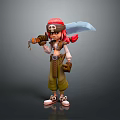 Red Haired Pirate Game And Movie Character Wearing Skull Hat Holding Large Sword