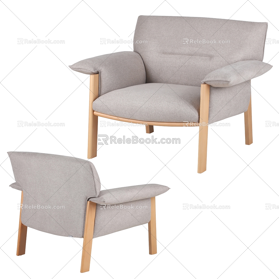 Log-style Single-person Sofa Casual Sofa 3d model