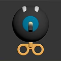 Cute Black Cartoon Doll With Blue Lid Yellow Glasses And Yellow Feet