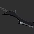 Black Spiked Melee Weapon With Chain Handle And Sharp Metal Edges 3d model