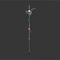 Mechanical Structure With Long Rod Red Blue White Top Assembly And Connected Parts