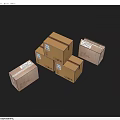 Stacked Cardboard Boxes Of Various Sizes With Labels For Household Items