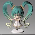 Anime Style Woman With Teal Pigtails Golden Hair Accessories And White Dress On White Base