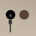 Silver and Golden Lock Cylinders with Key Mounted on Interior Wall 3d model