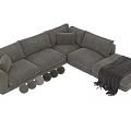 Modern Sectional Sofa Design With Multiple Color Options Upholstered Fabric And Throw Blanket Accent
