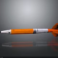 Military Missile With Orange White Body Red Tail Fins And Sharp Nose Design
