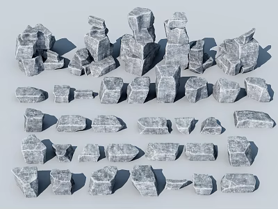 Natural Stone and Wood Blocks with Various Shapes for Decorative Projects 3d model