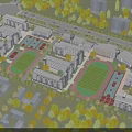 Modern School Campus With Multiple Buildings Sports Fields And Green Areas