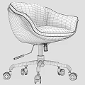 Pink Office Chair With Soft Fabric Seat And Wooden Frame On Rolling Wheels